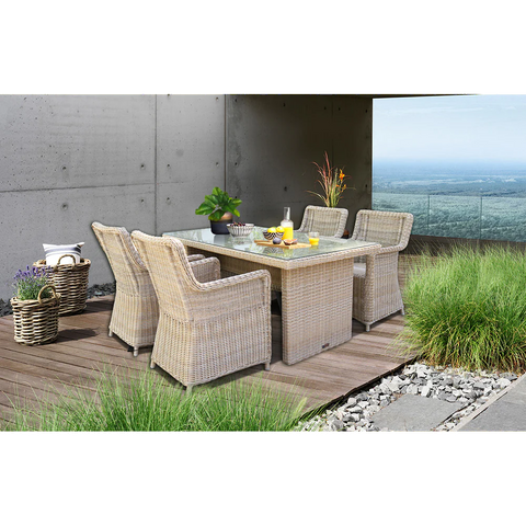 ASHBURTON - 5 Piece Outdoor Wicker Rectangle Table Dining Set