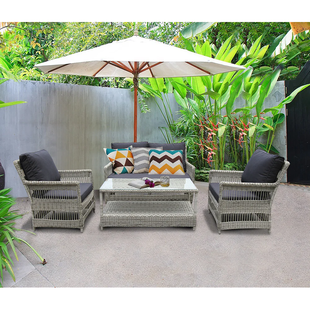 EAGLEMONT - Elegant 4 Seater Outdoor Rectangle Coffee Table Lounge Set