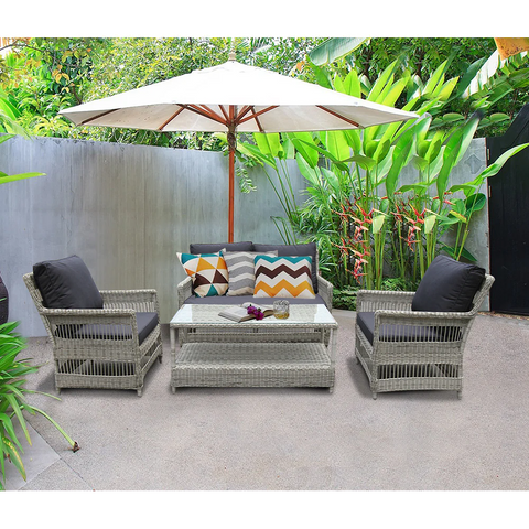 EAGLEMONT - Elegant 4 Seater Outdoor Rectangle Coffee Table Lounge Set