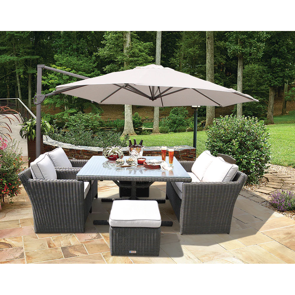 CARLTON - 6 Seater Outdoor Wicker Stylish Square Table Dining Set
