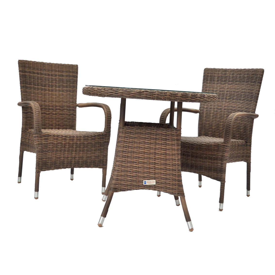 DONVALE - 5 Piece Balcony Patio Round Table and Stacking Chair Set