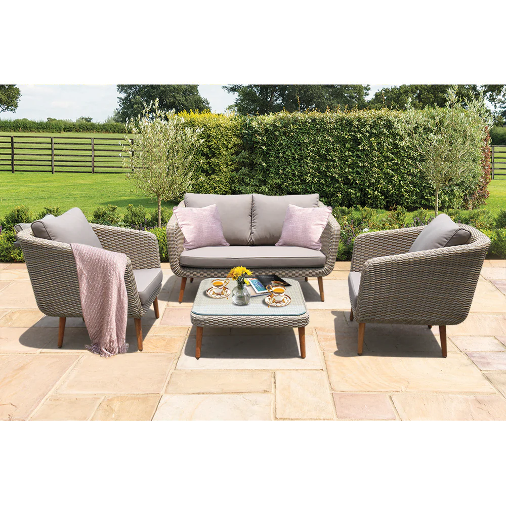 VERMONT - Glamorous 4 Seater Outdoor Timber Wicker Lounge Set