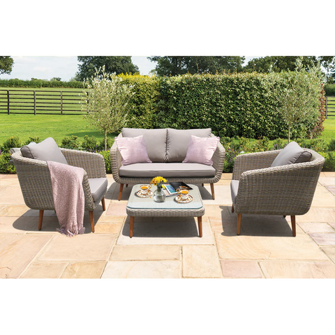 VERMONT - Glamorous 4 Seater Outdoor Timber Wicker Lounge Set