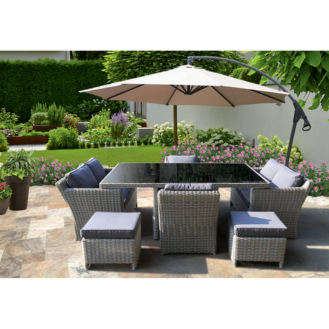 ELWOOD - Premium 8 Seater Outdoor Wicker Rectangle Table Dining Set