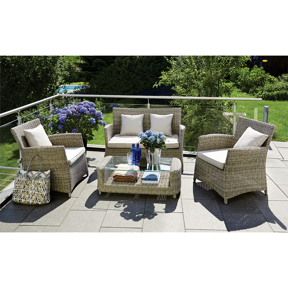 GLEN IRIS - Cozy 4 Seater Balcony Patio Wicker Lounge Set