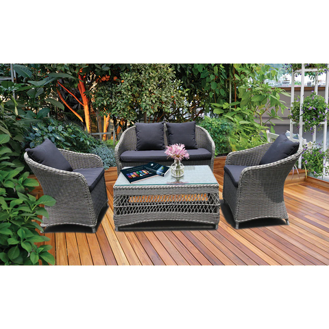 PRESTON - Lovely 4 Seater Balcony Patio Wicker Lounge Set