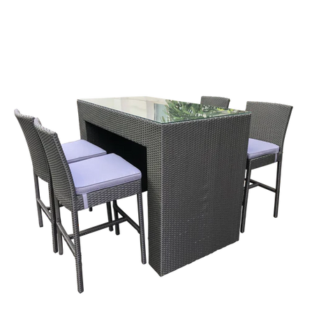 SORRENTO 5 Piece 4 Seater Outdoor Wicker Bar Set