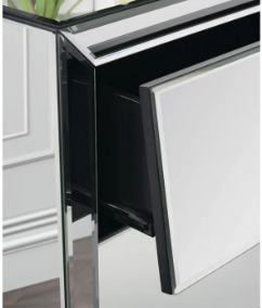 Hollywood Mirrored Bedside Table 3 Drawer Louvre Handle