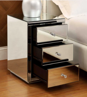 urniture About Us Account Cart Skip to product information Open media 1 in modal Open media 2 in modal Open media 3 in modal Bradshaw Australia  VEGAS Mirrored Bedside Table 3 Drawer with Crystal Effect Handle