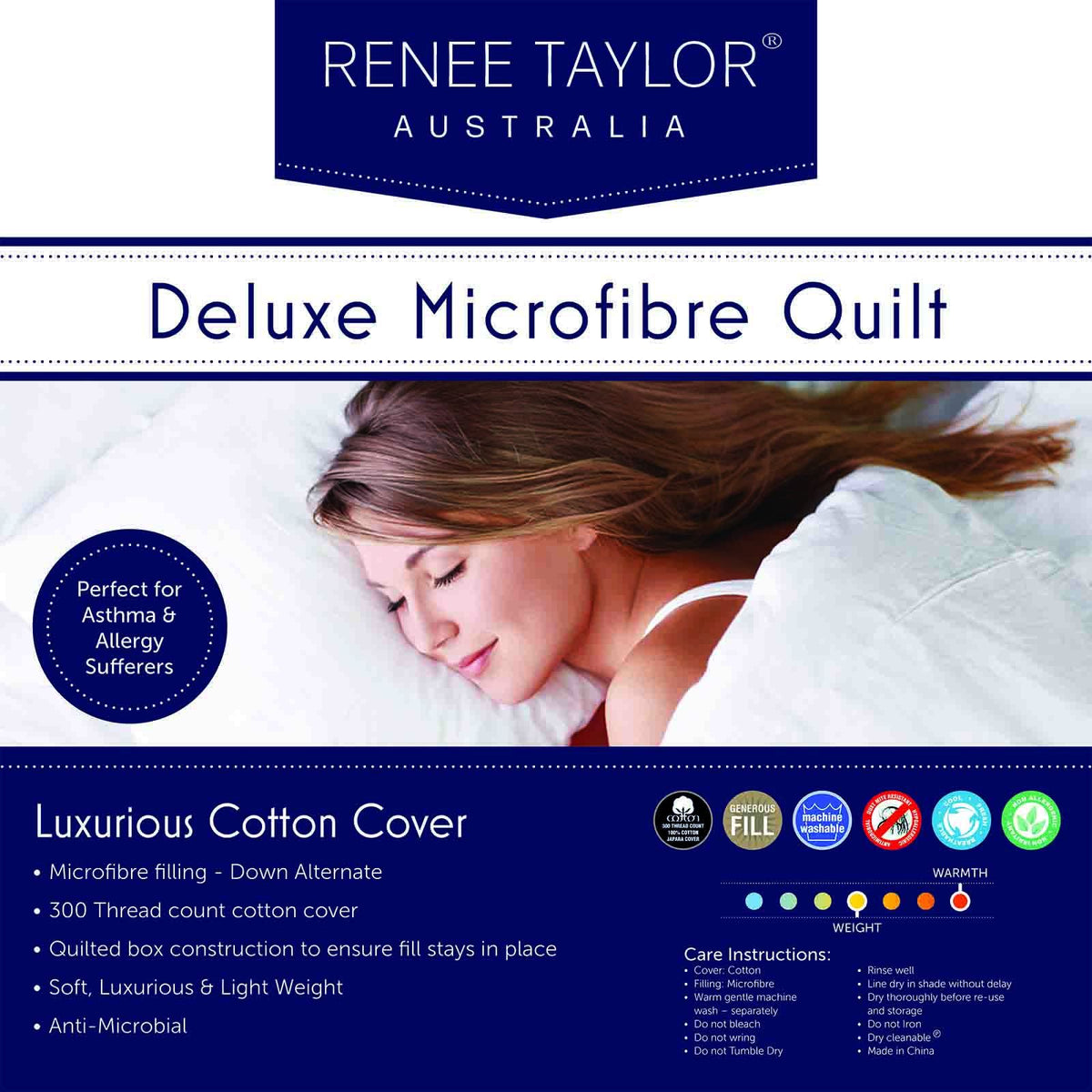 Renee Taylor 600 GSM Deluxe High Loft Quilt With Cotton Cover Premium Microfiber Filling
