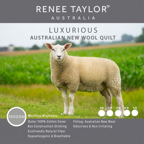 Renee Taylor Luxurious Australian Wool Quilt 350 GSM Imported