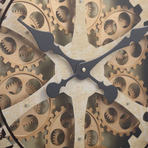 D60CM RAGNAR ROUND EXPOSED GEAR MOVEMENT WALL CLOCK - GOLD