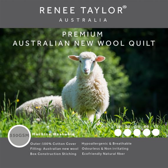 Renee Taylor Premium Australian Wool Quilt 550 GSM Imported