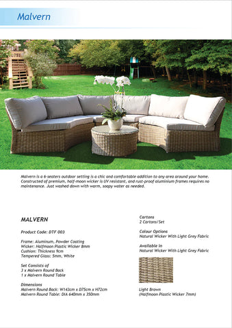 MALVERN - Outdoor Wicker Relaxing Modular Round Lounge Set