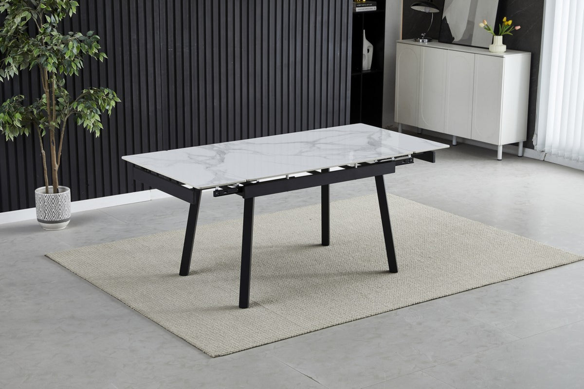 Coral Extension Dining Table Bentley White Ceramic