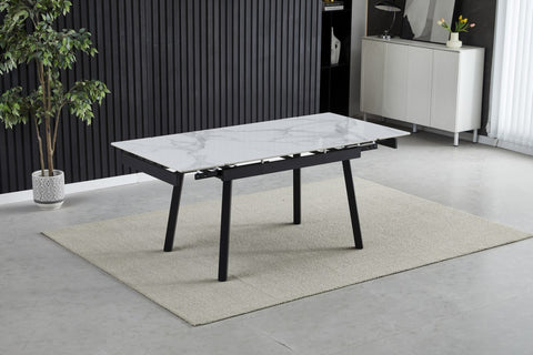 Coral Extension Dining Table Bentley White Ceramic