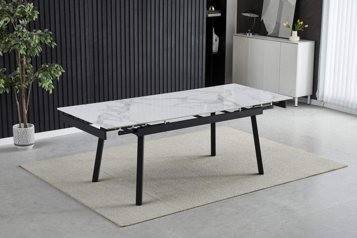 Coral Large Extension Dining Table Bentley White Ceramic