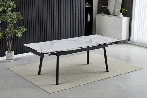 Coral Large Extension Dining Table Bentley White Ceramic