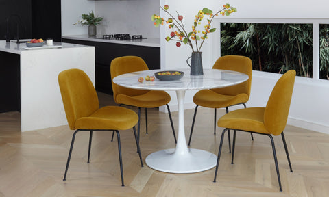 Lilly Dining Table Marble Effect White Sevella White Column