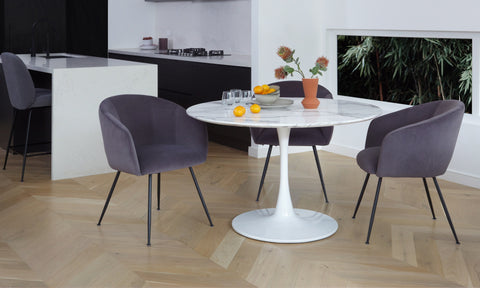 Lilly Dining Table Marble Effect White Sevella White Column