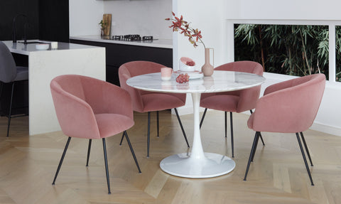 Lilly Dining Table Marble Effect White Sevella White Column