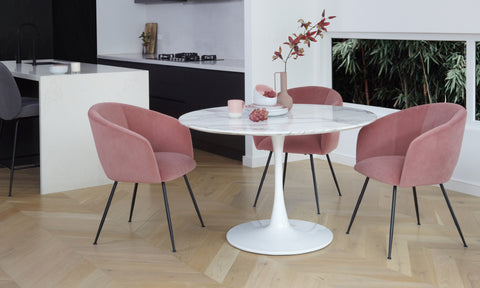 Lilly Dining Table Marble Effect White Sevella White Column