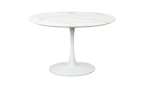 Lilly Dining Table Marble Effect White Sevella White Column