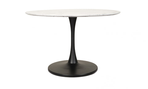 Lilly Dining Table Marble Effect White Sevella Black Column