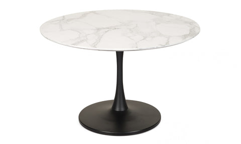 Lilly Dining Table Marble Effect White Sevella Black Column