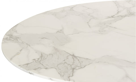 Lilly Dining Table Marble Effect White Sevella Black Column
