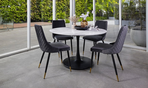 Lilly Dining Table Marble Effect White Sevella Black Column