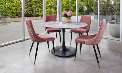 Lilly Dining Table Marble Effect White Sevella Black Column