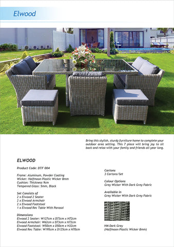 ELWOOD - Premium 8 Seater Outdoor Wicker Rectangle Table Dining Set