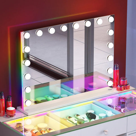 Mary Hollywood Vanity Mirror with RGB and Bluetooth Speaker- 18 Dimmable LED Bulbs
