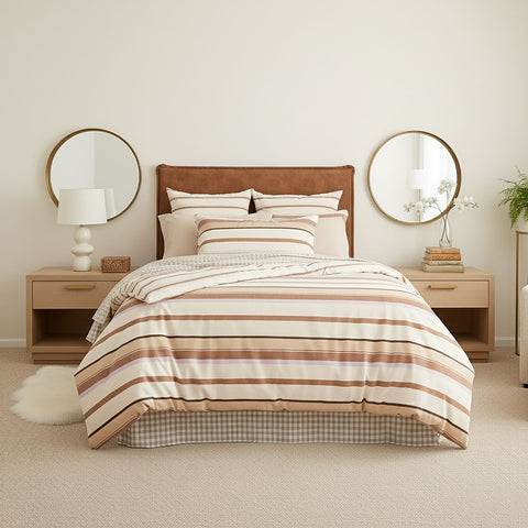 Renee Taylor Textured Cotton Slub Reversible Quilt Cover Set William Stripe
