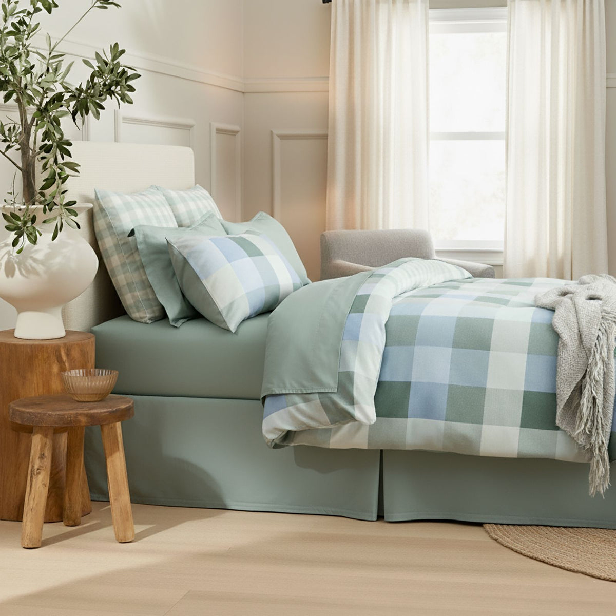Renee Taylor Textured Cotton Slub Reversible Quilt Cover Set Jackson Check