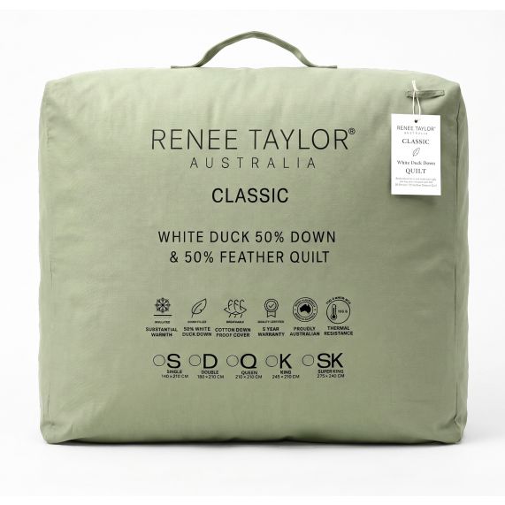 Renee Taylor Classic 50% White Duck Feather and Down Quilt
