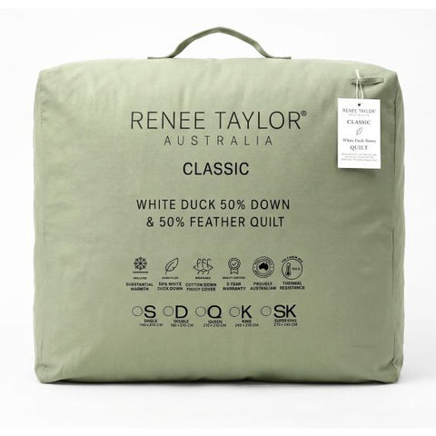 Renee Taylor Classic 50% White Duck Feather and Down Quilt