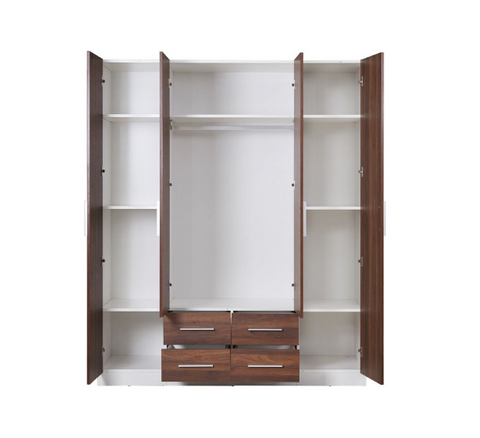 4 Door 4 Draw with Mirror - Wardrobe