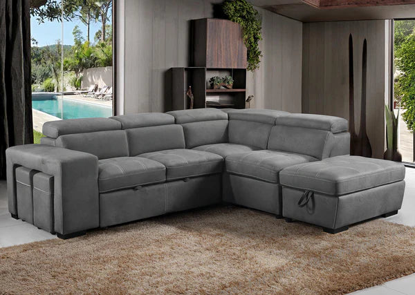 SUNDAY 2S S/BED+LHF CHAISE+OTTO DK GREY