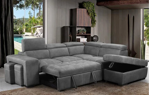 SUNDAY 2S S/BED+LHF CHAISE+OTTO DK GREY