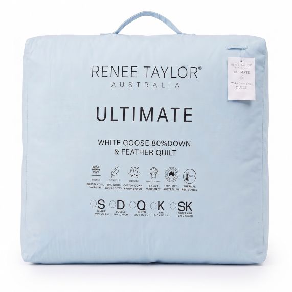 Renee Taylor Ultimate 80% White Goose Down and Feather Quilt