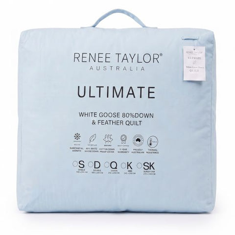 Renee Taylor Ultimate 80% White Goose Down and Feather Quilt