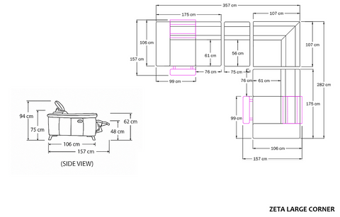 Zeta Large recliner Corner lounge
