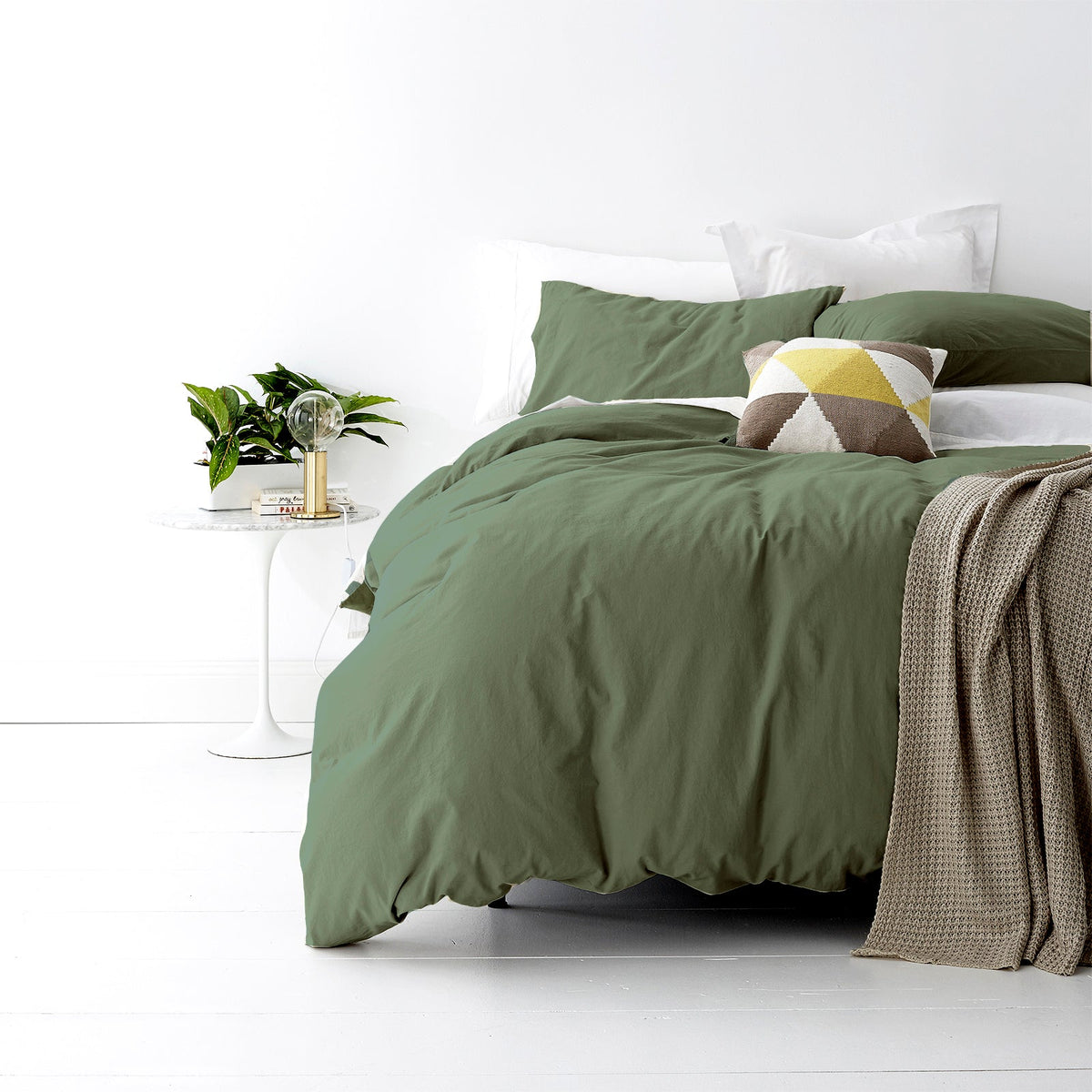 Park Avenue 100 % cotton European Vintage washed Quilt Cover set Super King Fern