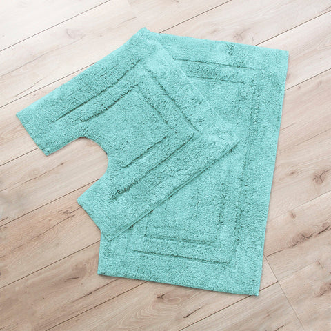 Renee Taylor 2 Piece 2200 GSM Tufted Bath Mat set Aqua