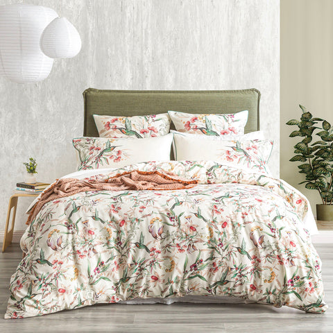 Renee Taylor Cavallo French Linen Printed Quilt cover set Queen Banksia