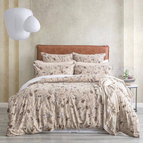 Renee Taylor Cavallo French Linen Printed Quilt cover set Queen Bushland