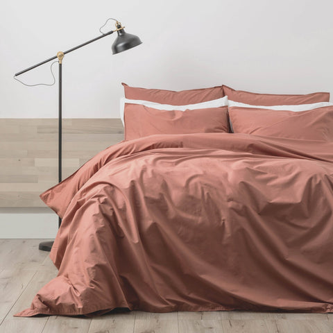 Renee Taylor Helena Vintage Stone washed Quilt Cover Set King Redwood