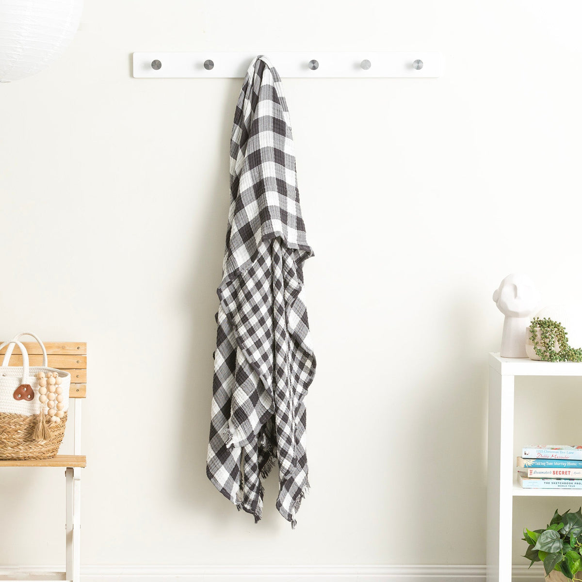Renee Taylor Atlantic Reversible Vintage Washed Yarn Dyed Textured Cotton Throw 130 x 200 Cms Ash